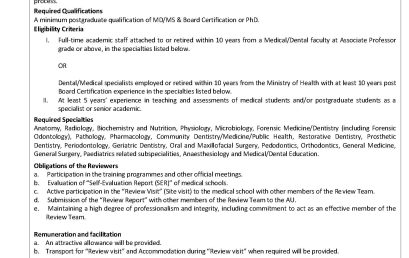 Invitation For Expression of Interest To Be A Reviewer Of The Accreditation Unit Of The SLMC – Dental